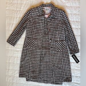 Vintage Black and White Tweed Midi Dress